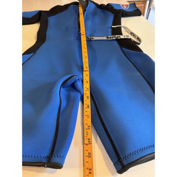 Heat Wave Pro Am Series Thermo Tech Wetsuit Blue Shorty Adult Size Medium Surf - Picture 7 of 11